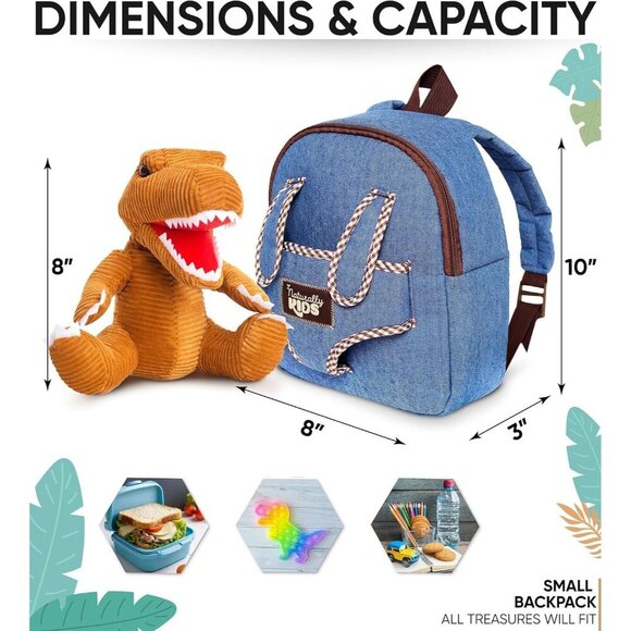 🆕 Boys Blue Dinosaur Toys kids 3-5 Gifts Birthday Toddler Backpack - Picture 5 of 8